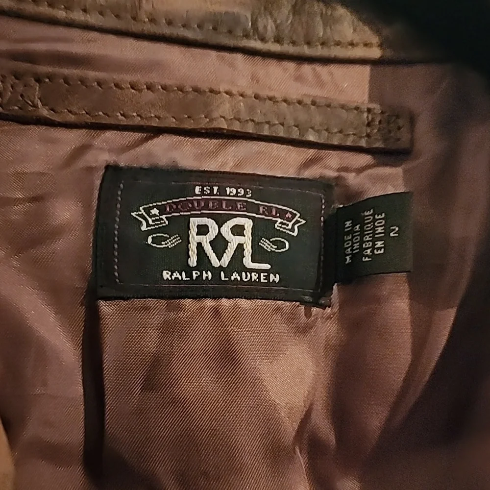 Double RL womens distressed brown leather jacket - Picture 3 of 9